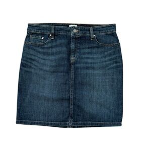 LL Bean Denim Jean Blue Favorite Fit Straight Casual Short Stretch Skirt 10P